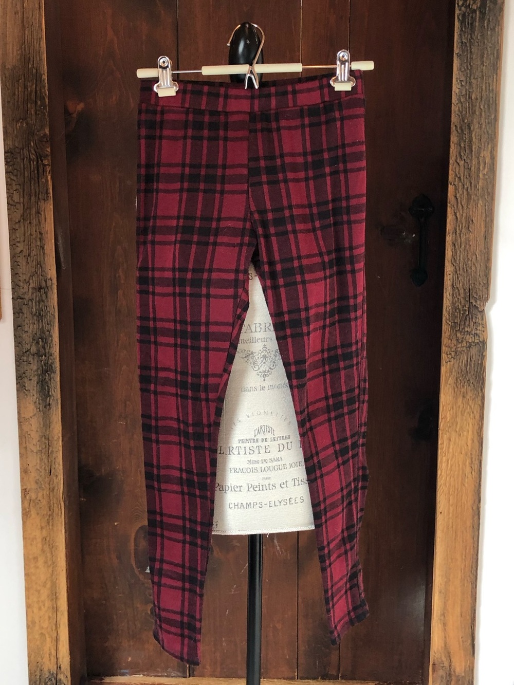 Red Plaid Stretch Leggings